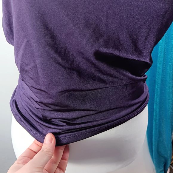 NWT Thirty Thirty Size S Cowl Neck Gold Chain Accent Tube Top Purple Stretch - Picture 4 of 12